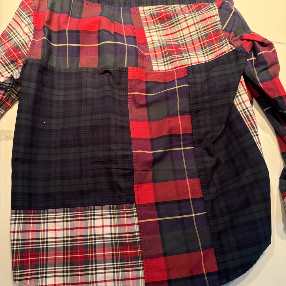 J. Crew Red and Blue Casual Button Down Shirt